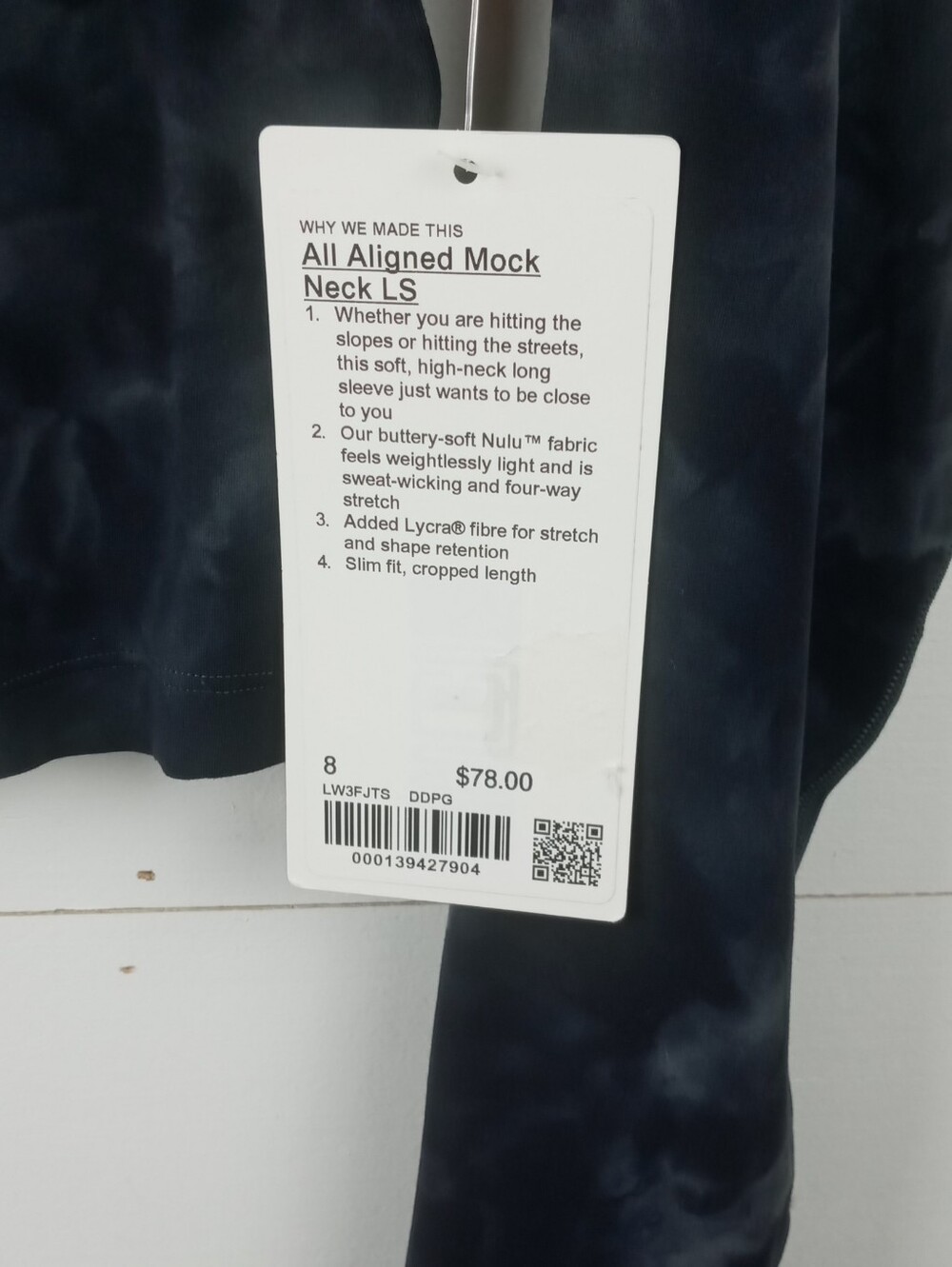 Lululemon Women's size 8 black tie dye all aligned mock neck long sleeve workout - Picture 4 of 10